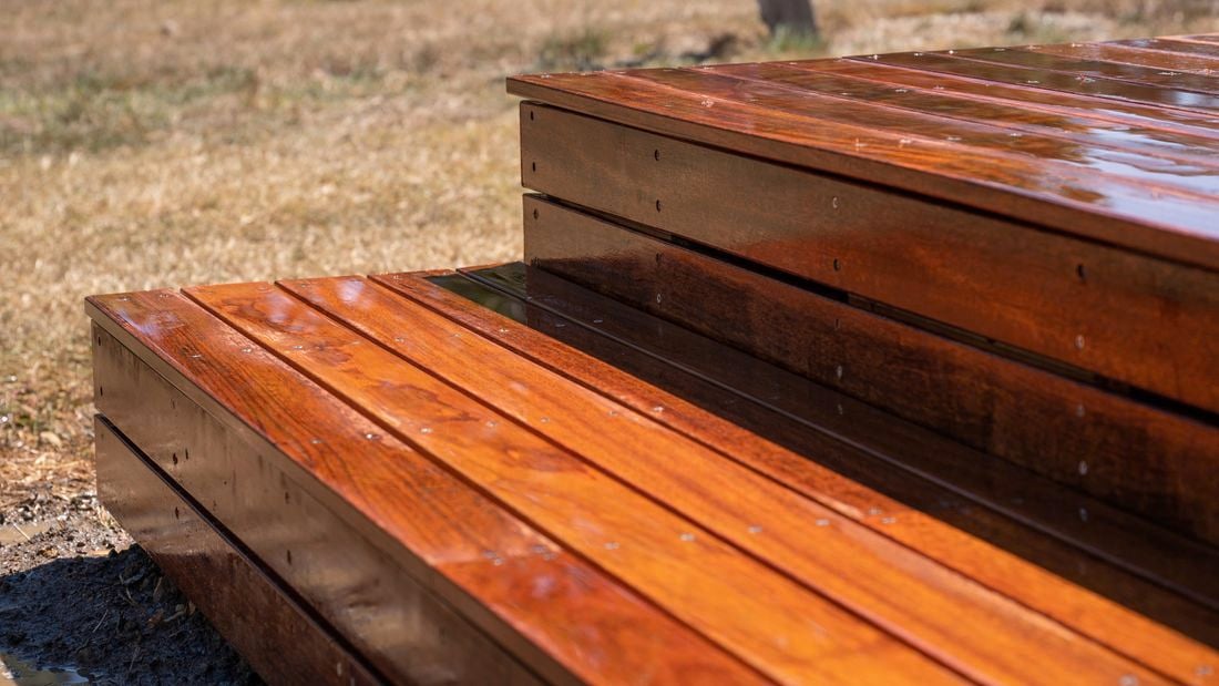 A completed step for a deck