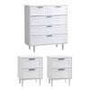 Oikiture 5 Chest of Drawers and 2 Bedside Tables Nightstand Bedroom Set White