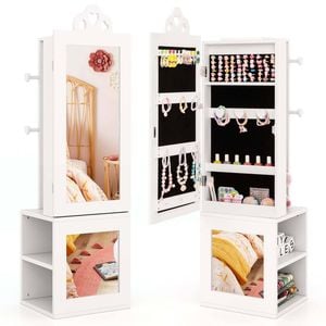 Costway 3-in-1 Jewelry Cabinet Armoire W/full Length Mirror White