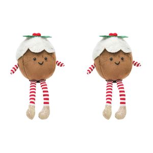 2PK Urban Fluffy Pudding Sitting Christmas Decoration 22cm Brown/White