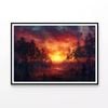 Sunset on the River with Trees  Print 100% Australian Made 90x60cm  (Poster)