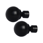 Pillar 58mm Black Ball Finial To Suit 25mm Curtain Rod - 2 Pack