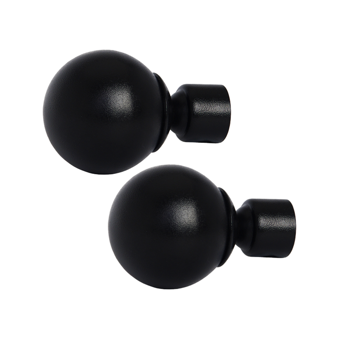 Pillar 58mm Black Ball Finial To Suit 25mm Curtain Rod - 2 Pack