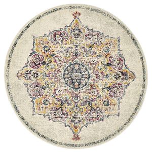 The Rug Connection Gallery 864 Off White 200x200cm - Medium Round Transitional Pet Friendly Indoor Rug