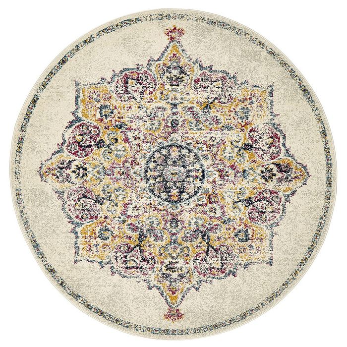 The Rug Connection Gallery 864 Off White 200x200cm - Medium Round Transitional Pet Friendly Indoor Rug