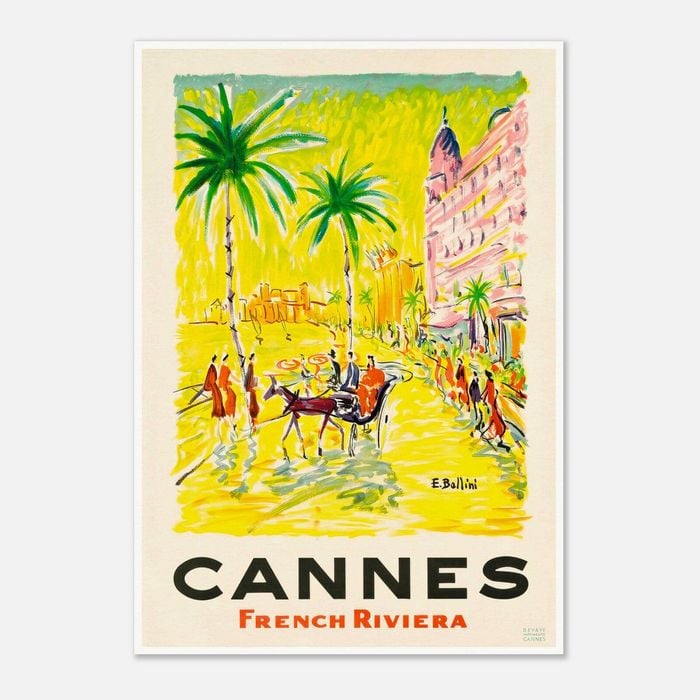Galrie Cannes Vintage Travel Poster: Explore the Glamour of French Riviera Art Print, Poster Only, 50 x 70cm (20 x 28inch)