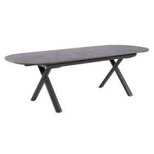 FurnitureOkay Malta Sintered Stone Outdoor Extendable Dining Table (200/250x100cm Oval) - Charcoal