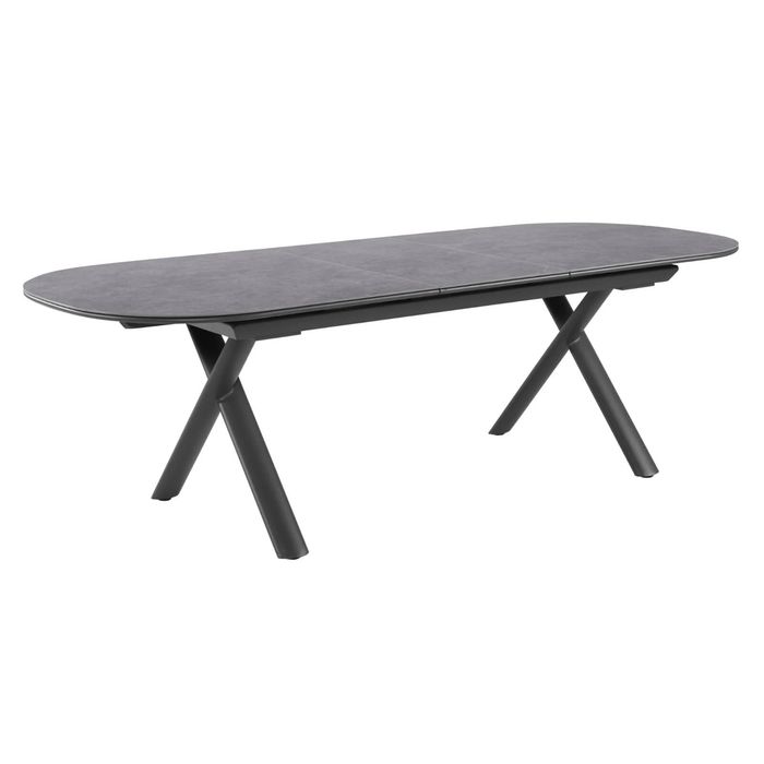 FurnitureOkay Malta Sintered Stone Outdoor Extendable Dining Table (200/250x100cm Oval) - Charcoal