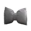 Catzon Bow Throw Pillow Covers with Pom Poms Soft Velvet Boho Decor-Dark Grey