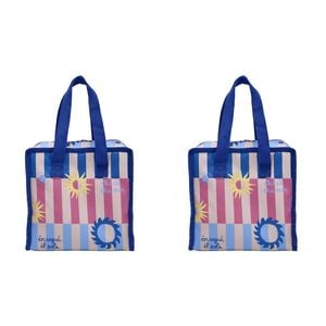 2PK Porto Sole Insulated Lunch Cooler Carry Bag 22x22x13cm Multi-Coloured