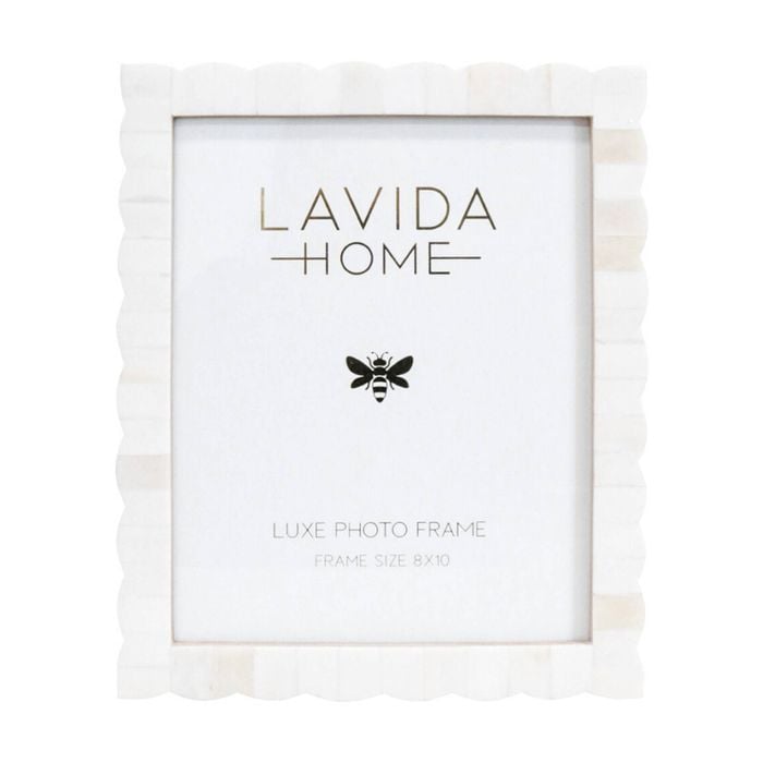 Lvd 8x10 Inch Scallop Bone Picture/photo Frame Iridescent 27.94x22.86x1.27cm