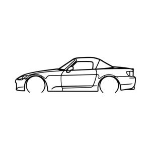 Ignite Laser Honda 2004 S2000 Silhouette Metal Wall Art Coated Black 47inch/120cm