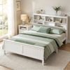 Homfurn Queen Bed Frame With Storage Headboard – White Pine Wood, For Adults