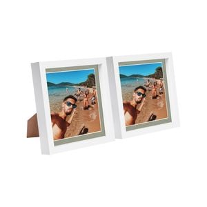 Nicola Spring 8" x 8" White 3D Box Photo Frames - 6" x 6" Mount - Pack of 2