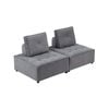 Foret 2pc Armless Seat Modular Extension Lounge Couch Velvet Sofa Light Grey