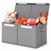 Keezi Kids Toy Box Large Chest Storage with Flip-Top Lid Foldable Organizer Bins Grey