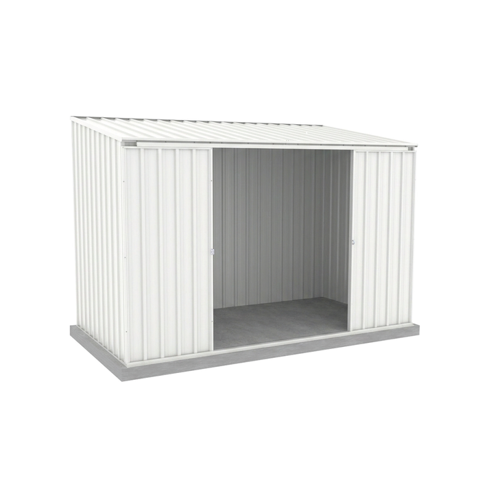 Absco Sheds 3.00 x 1.52 x 2.08m Surfmist Ezislider Double Sliding Door Garden Shed