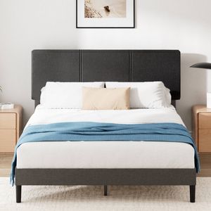 Zinus King Single Cambril Bed Frame Fabric Bed Base Upholstered Kids - Dark Grey
