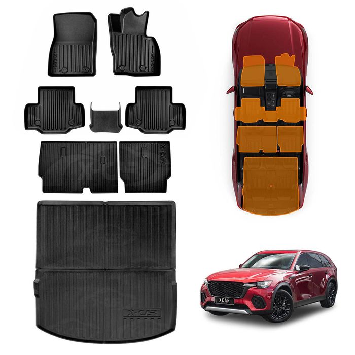 3d Floor Mats Boot Liner Set For Mazda Cx-70 Cx70 2024-onwards All Weather Heavy Duty Cargo Kick Mats Back Seat Protector Cover