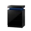 Oikiture Bedside Tables Set of 2 LED Nightstand Cabinet Side Table Black