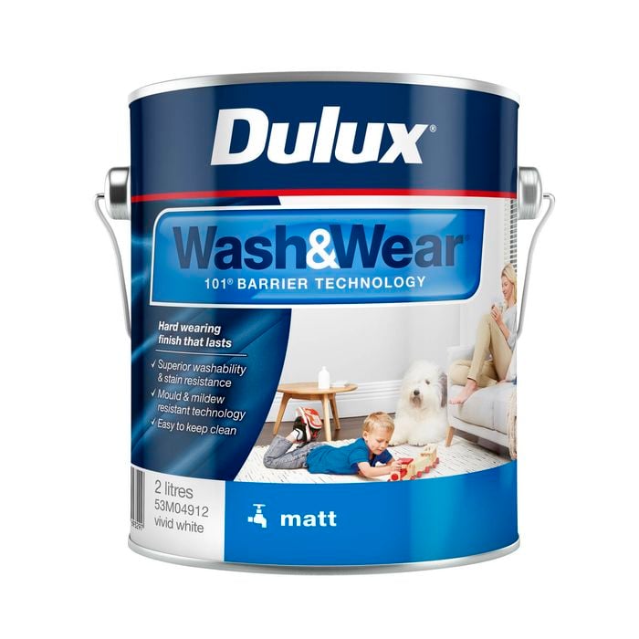 Dulux 2L Vivid White Matt Wash&Wear Interior Paint