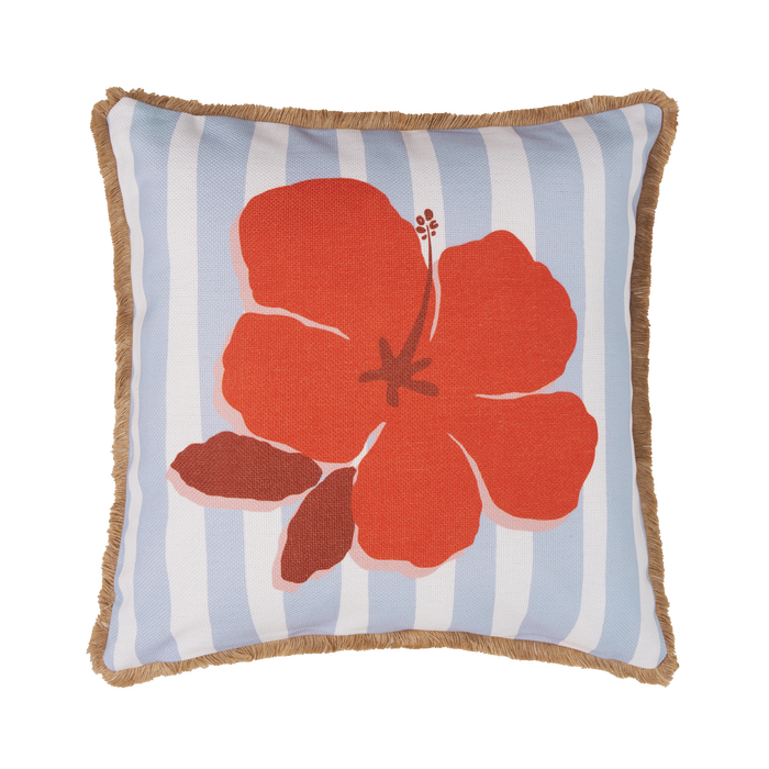 Mimosa 48cm x 48cm Resort Floral Stripe Blue Outdoor Cushion