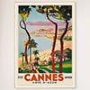 Galrie Elegant French Vintage Travel Poster Cannes Côte d'Azur Art Print, Wood Frame, A1 60 x 84cm (23 x 33inch)