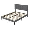 Levede Queen Upholstered Bed Frame with Tufted Headboard   - Dark Grey