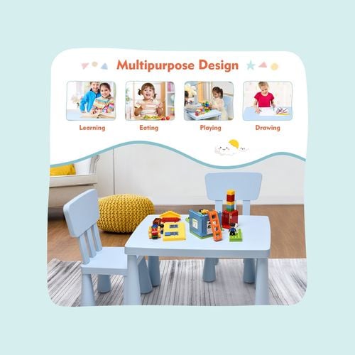 Costway Kids Table Chairs Set Study Playing Drawing Blue Bunnings Australia