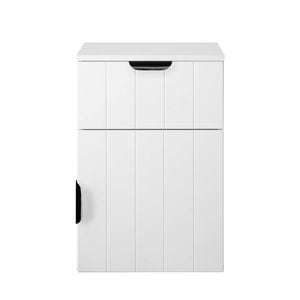 European Cabinetry VJ Panel Pull Black Porto Bedside Table White