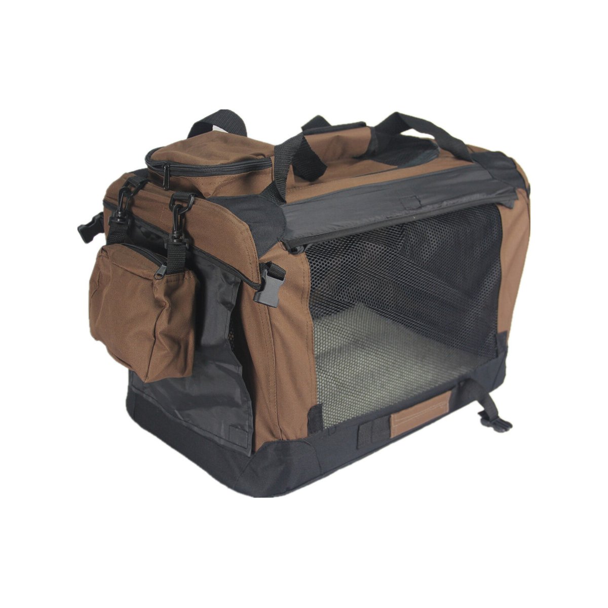 View of YES4PETS Large Fordable Pet Dog Puppy Soft Crate With Curtain-Brown ...