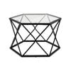 Costway Glass Coffee Table Metal Frame Black