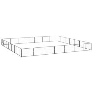 vidaXL Dog Kennel Black Steel Outdoor Puppy Enclosure Dog Pet Supply Cage