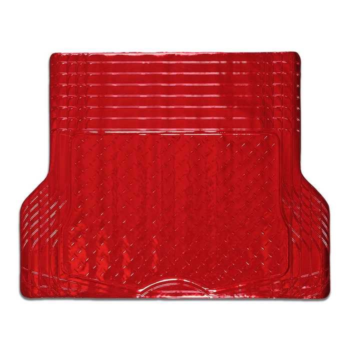 MyCar Aluminium Look Boot Mat Red Rubber