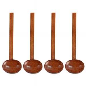 Anygleam Brown 4pcs Wooden Soup Spoon Kitchen Tableware