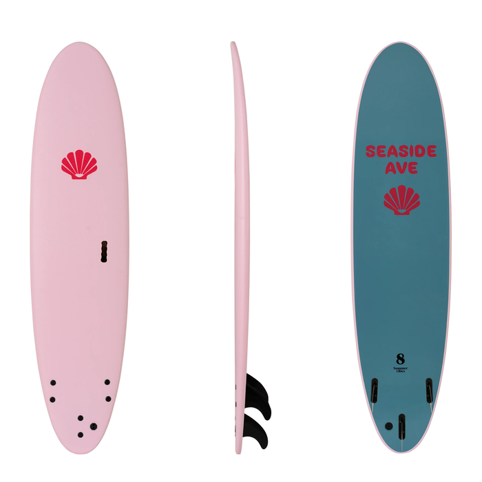 Summer vibes x Seaside Ave Limited Edition Mini Mal 8' Softboard - Pink Blue