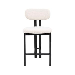 Eloise  Barstool in Cream Boucle and Black Metal Powdercoated Legs