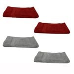 Renee Taylor 675TC Soft Touch Set of 4 Egyptian Cotton Hand Towels 41 x 69 cm 2 Charcoal 2 Burgundy (also known as Plum)