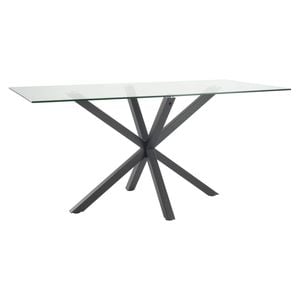 Glass Dining Table with Steel Legs Black
