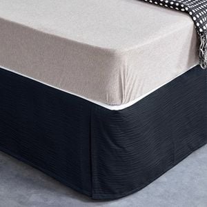 CottonMore Bed Skirt Valance Corrugated Seersucker Pattern Charcoal - Kingsingle