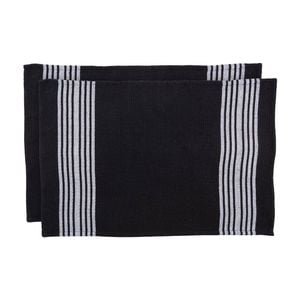 Nicola Spring Black Cotton Tea Towels - 2 Pack 60 X 40cm 100% Cotton Kitchen Cloths Absorbent Hand Towels Glass Cleaning Cloths