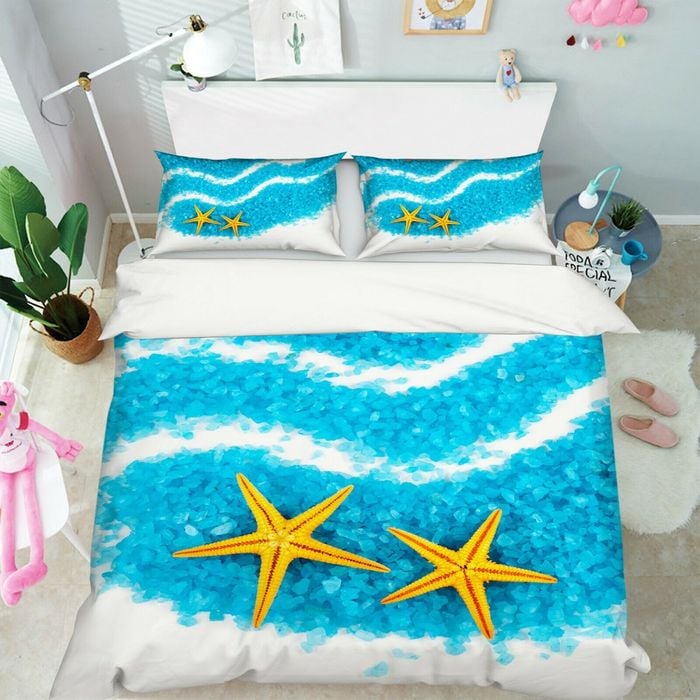 3D Yellow Starfish 228 Bed Pillowcases Quilt Queen Size