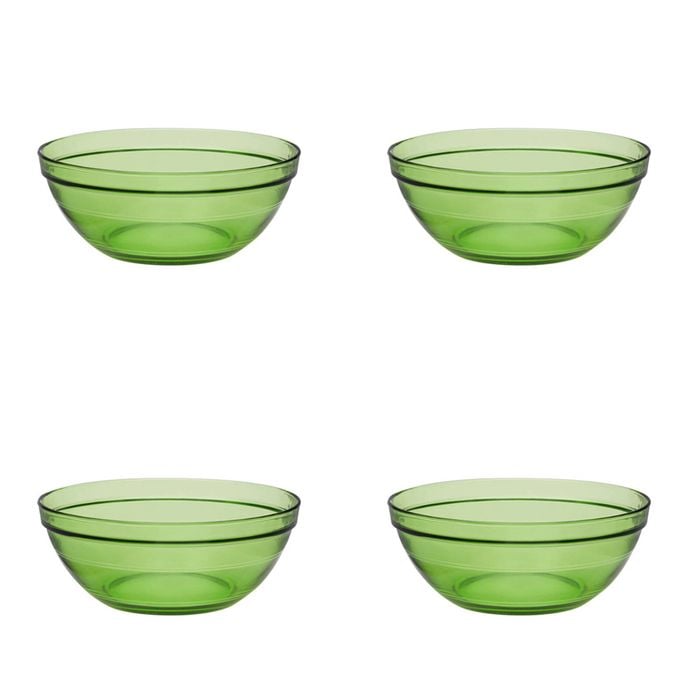 4PK Duralex Gigogne 20.5cm/1.59L Stackable Glass Bowl - Green