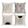 Catzon 4 Pcs Abstract Throw Pillow Covers Linen Modern Art Decor Pillowcase-Set 1