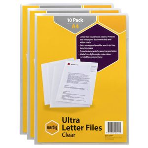 30pc Marbig Pp Ultra Letter File A4 Document Paper Organiser Folder Clear