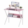 Ufurniture Small Computer Desk 80cm Home Office Desk Vanity Desk Gaming Desk Study Writing Table Pink