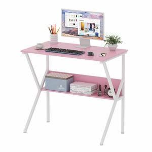 Ufurniture Small Computer Desk 80cm Home Office Desk Vanity Desk Gaming Desk Study Writing Table Pink