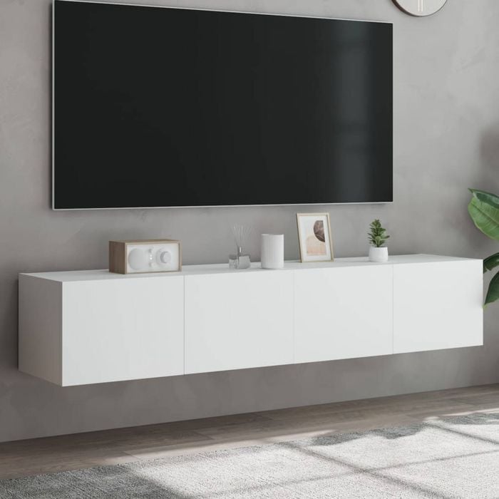 vidaXL TV Wall Cabinets with LED Lights 2 pcs White 80x35x31 cm