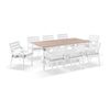 Kansas 2m Outdoor Teak Timber And Aluminium Dining Table White With 8 Chairs & Textured Olefin Grey Cushion