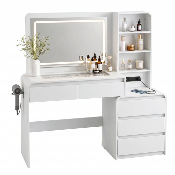 Artiss Dressing Table Vanity Desk Charging Station White